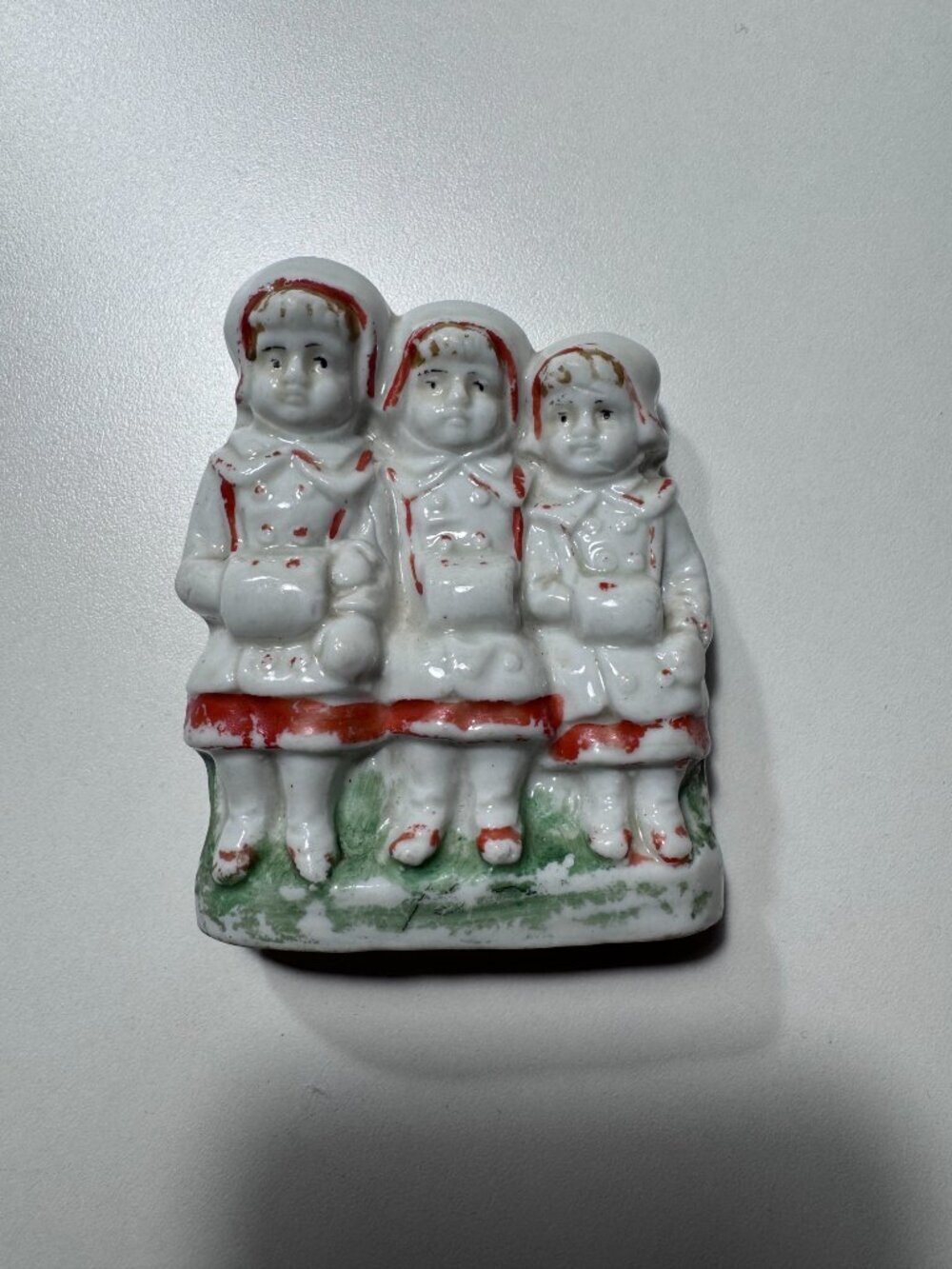 Antique 1880s German Bisque Fairing Three Children Figurine - Picture 2 of 8